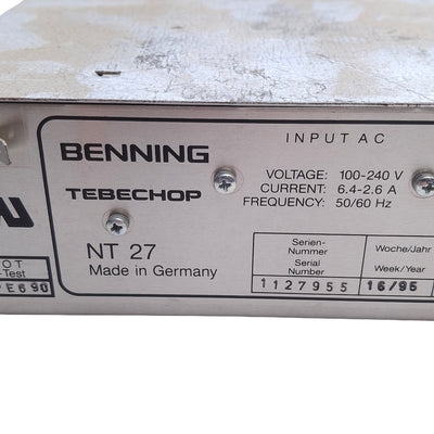 Used Benning NT27 120218.3 AC/DC Rectifier Converter 100-240VAC to 5/12/15VDC 500W