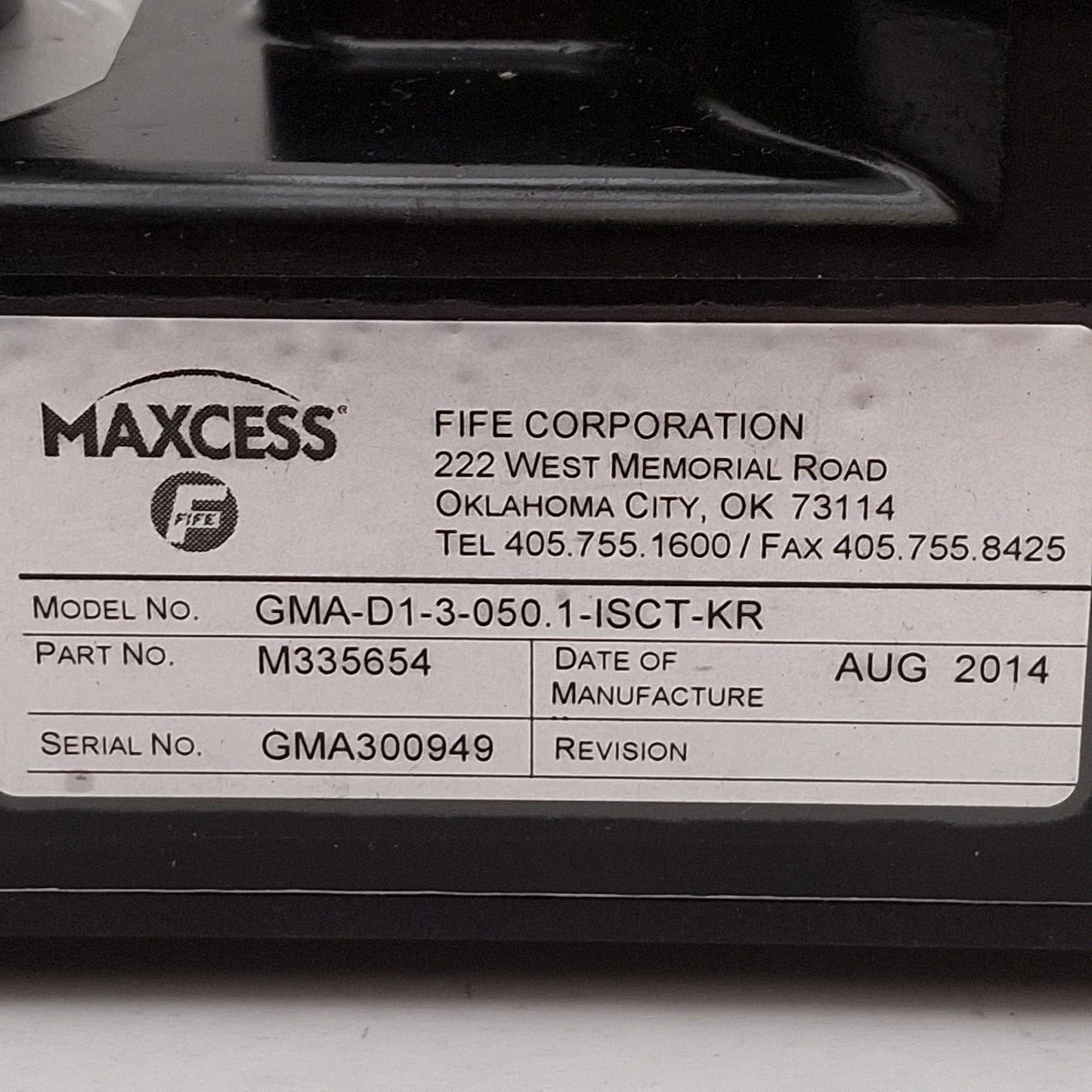 Used Fife GMA-D1-3-050.1-ISCT-KR Global Maxcess Actuator, 50mm Stroke, 24VDC 7.3A