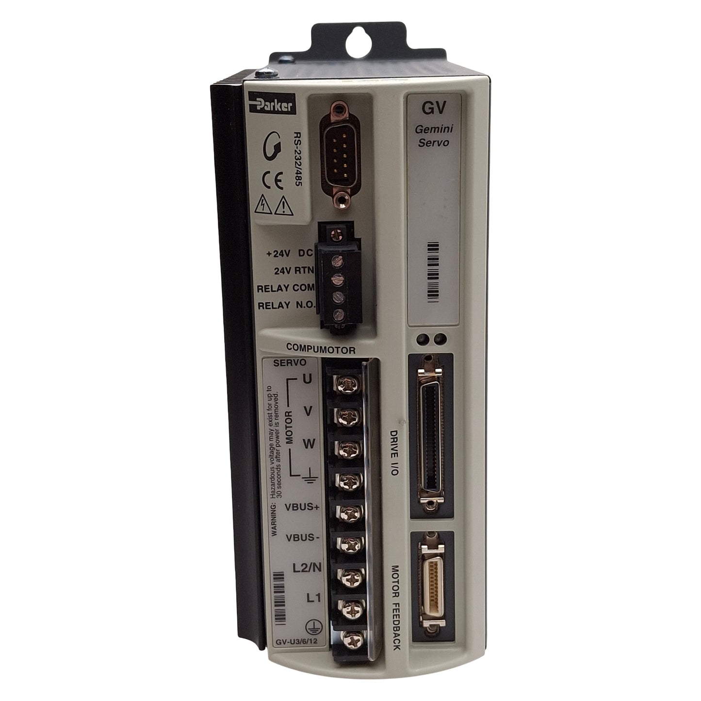 New Parker GV-U3E-NK Gemini Servo Motor Drive, 1-Axis, 170/340VDC 3A Bus, 120/240VAC