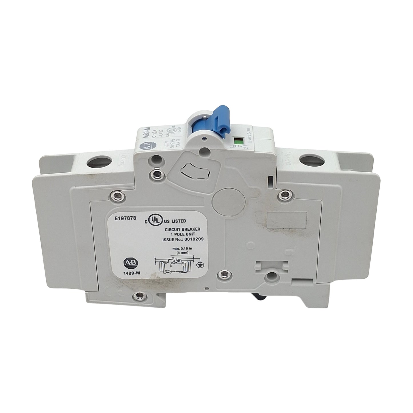 Used Allen Bradley 1489-M1C100 Circuit Breaker, 1-Pole, C-Curve, 10A 277VAC/48VDC