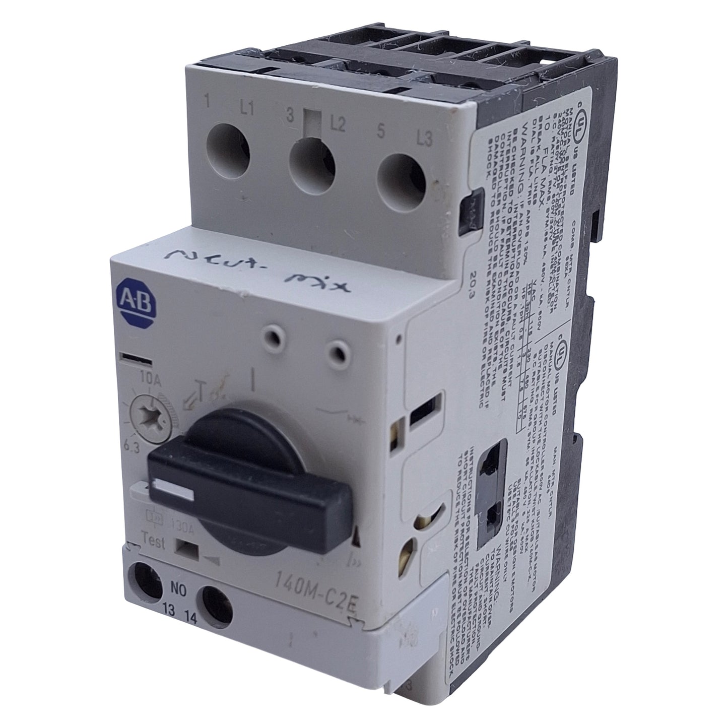 Used Allen Bradley 140M-C2E-C10 Motor Protector Circuit Breaker 3-Pole 6.3-10A W/ Aux