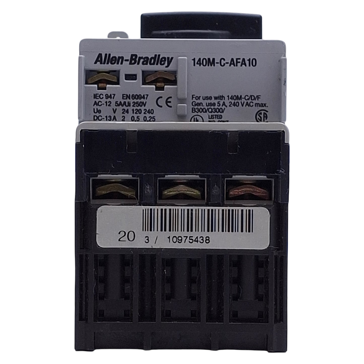 Used Allen Bradley 140M-C2E-C10 Motor Protector Circuit Breaker 3-Pole 6.3-10A W/ Aux