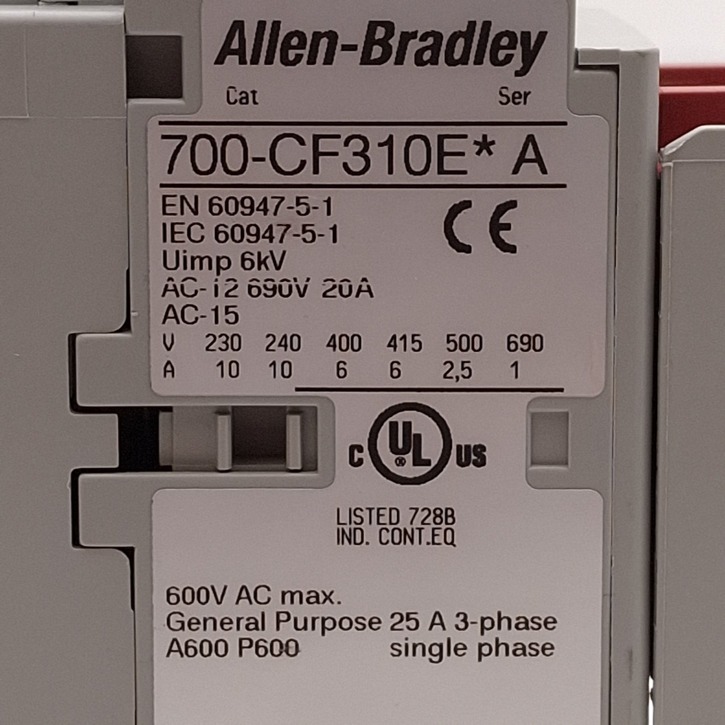 Used Allen Bradley 700S-CF620EJC Guardmaster Safety Control Relay 6NO+2NC, 24VDC Coil