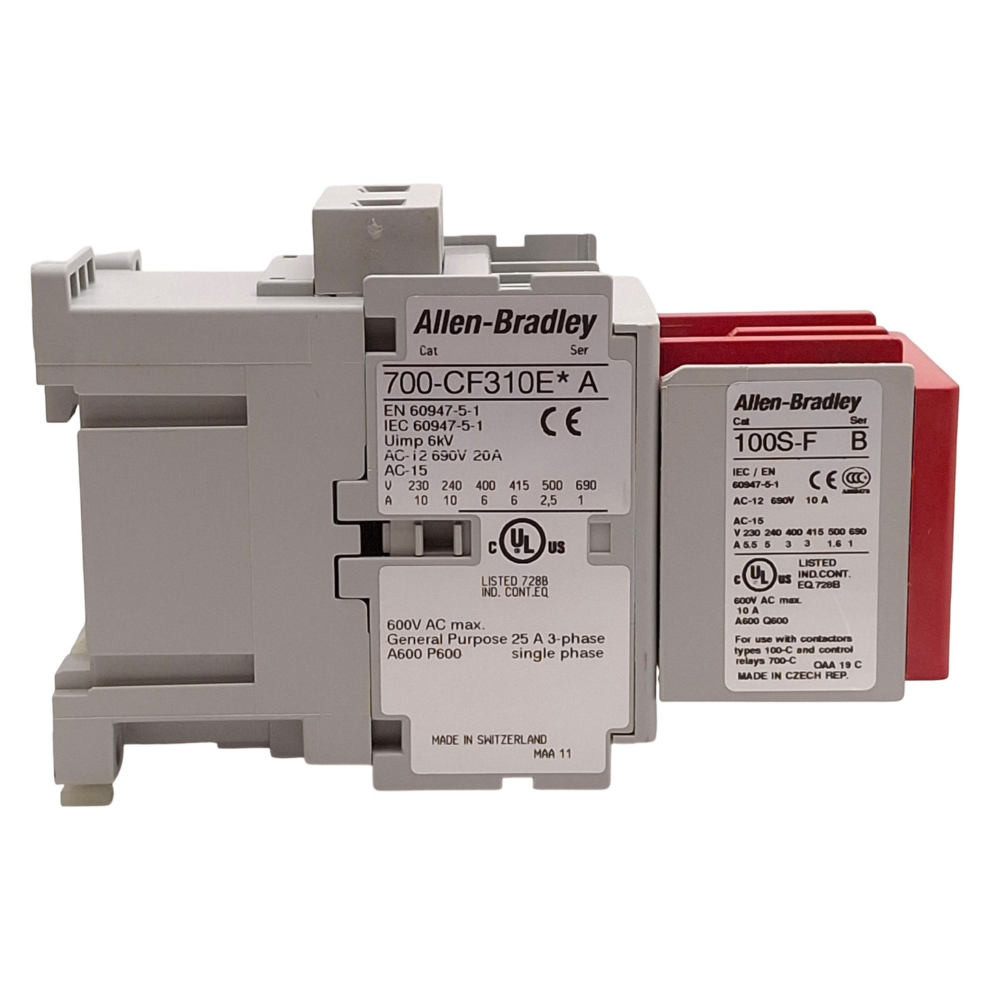 Used Allen Bradley 700S-CF620EJC Guardmaster Safety Control Relay 6NO+2NC, 24VDC Coil
