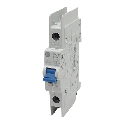 Used Allen Bradley 1489-M1C200 Circuit Breaker, 1-Pole, 20A 277VAC/48VDC, DIN Rail