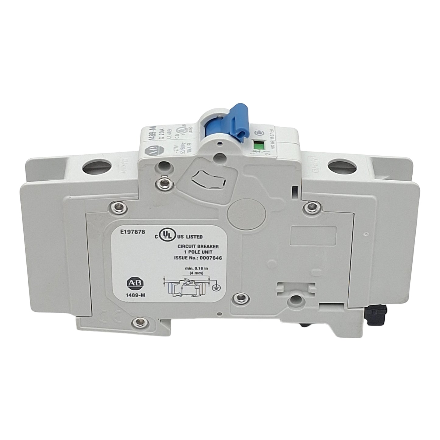 Used Allen Bradley 1489-M1C200 Circuit Breaker, 1-Pole, 20A 277VAC/48VDC, DIN Rail