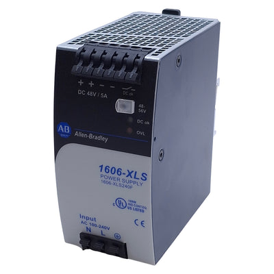 Used Allen Bradley 1606-XLS240F PLC Power Supply 240W, 48-56VDC Output, DIN Rail