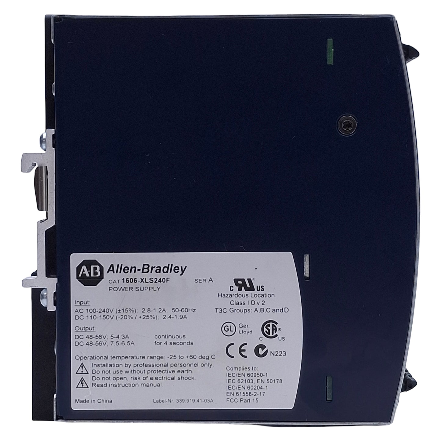 Used Allen Bradley 1606-XLS240F PLC Power Supply 240W, 48-56VDC Output, DIN Rail