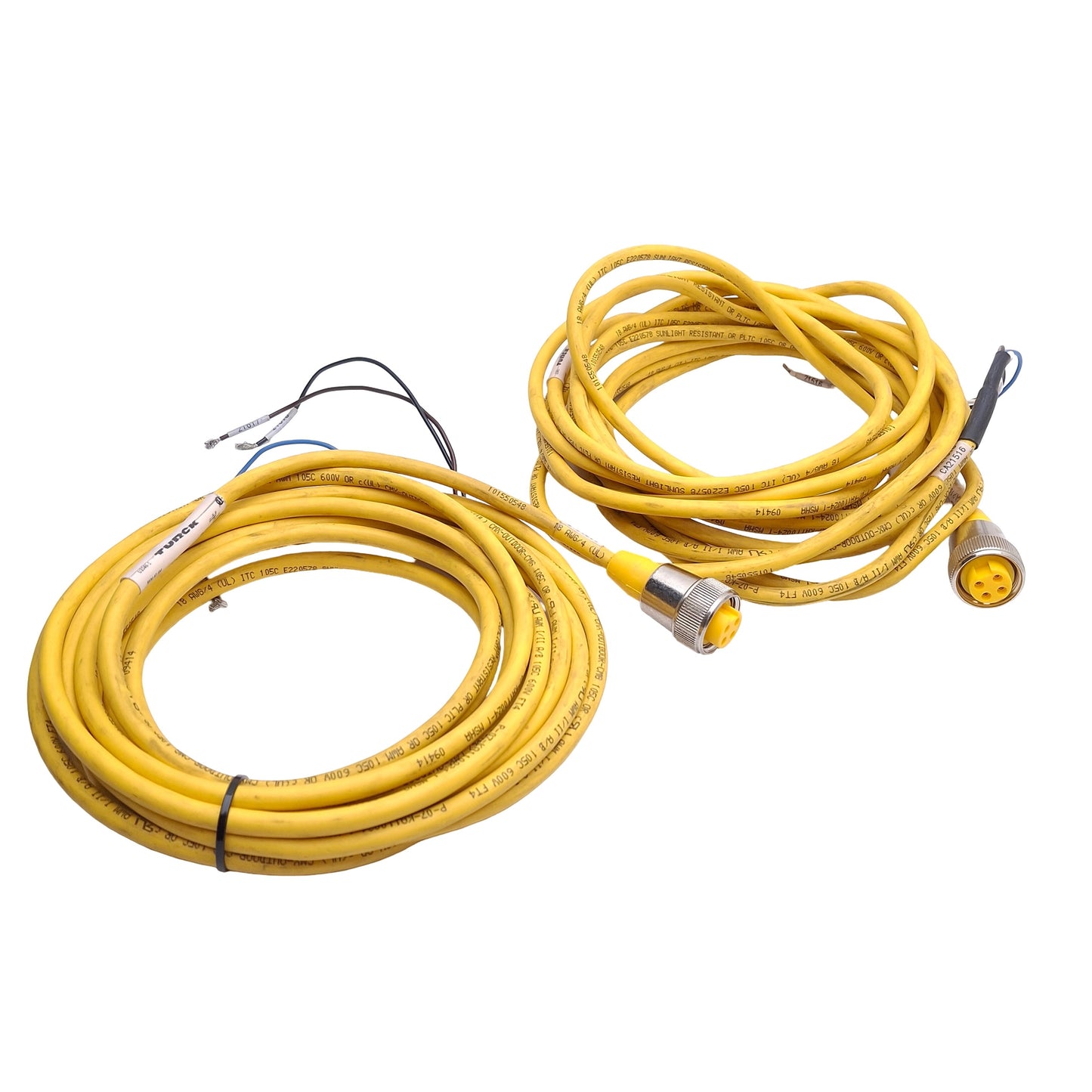 Used Lot of 2 Turck RKM 40-6m Mini Fast Single Ended Cordset 7/8in 4-Pin, 16ft Length