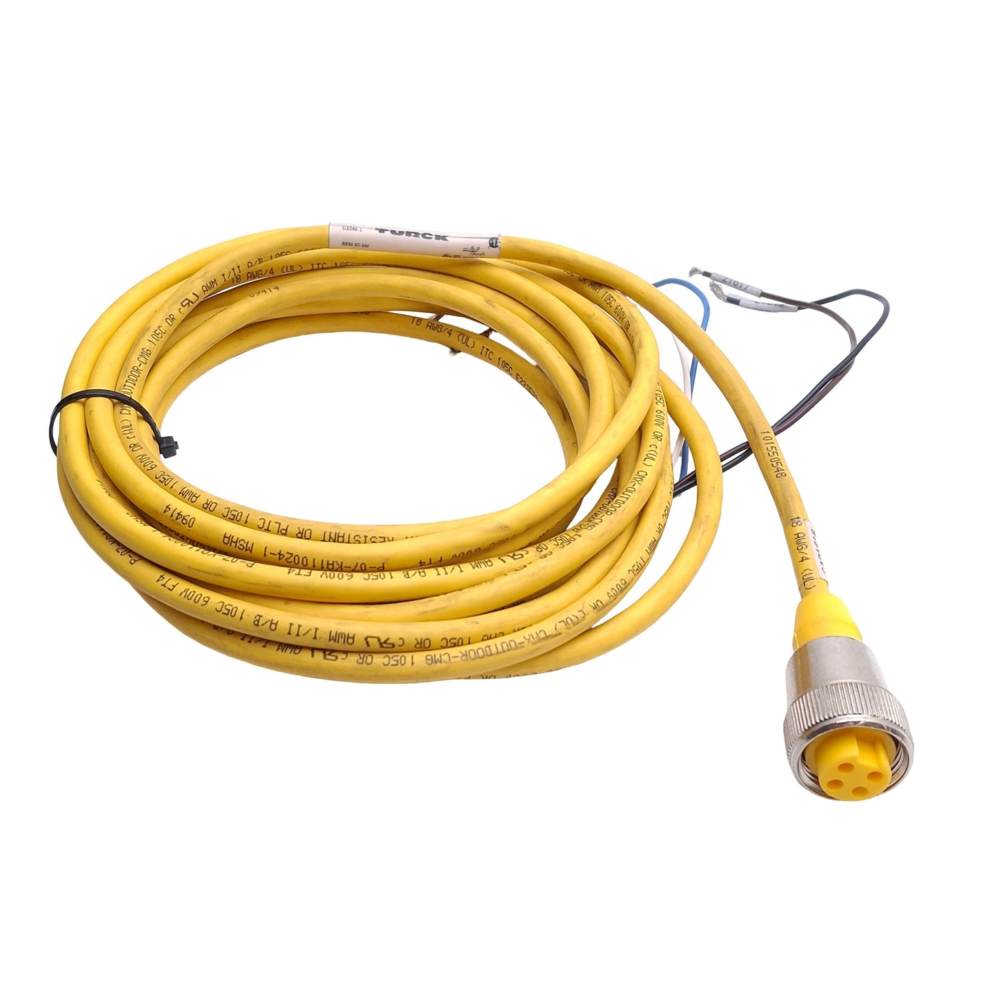 Used Lot of 2 Turck RKM 40-6m Mini Fast Single Ended Cordset 7/8in 4-Pin, 16ft Length
