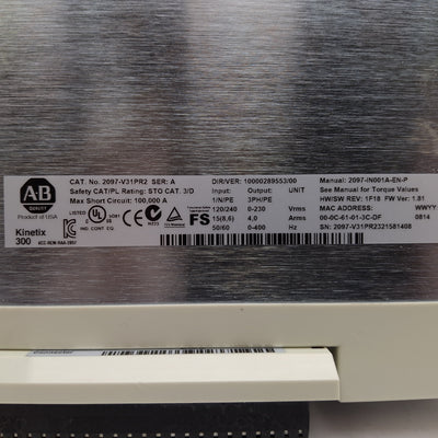 Used Allen Bradley 2097-V31PR2 Kinetix 300 Servo Drive, 0.8kW, 120/240VAC Input