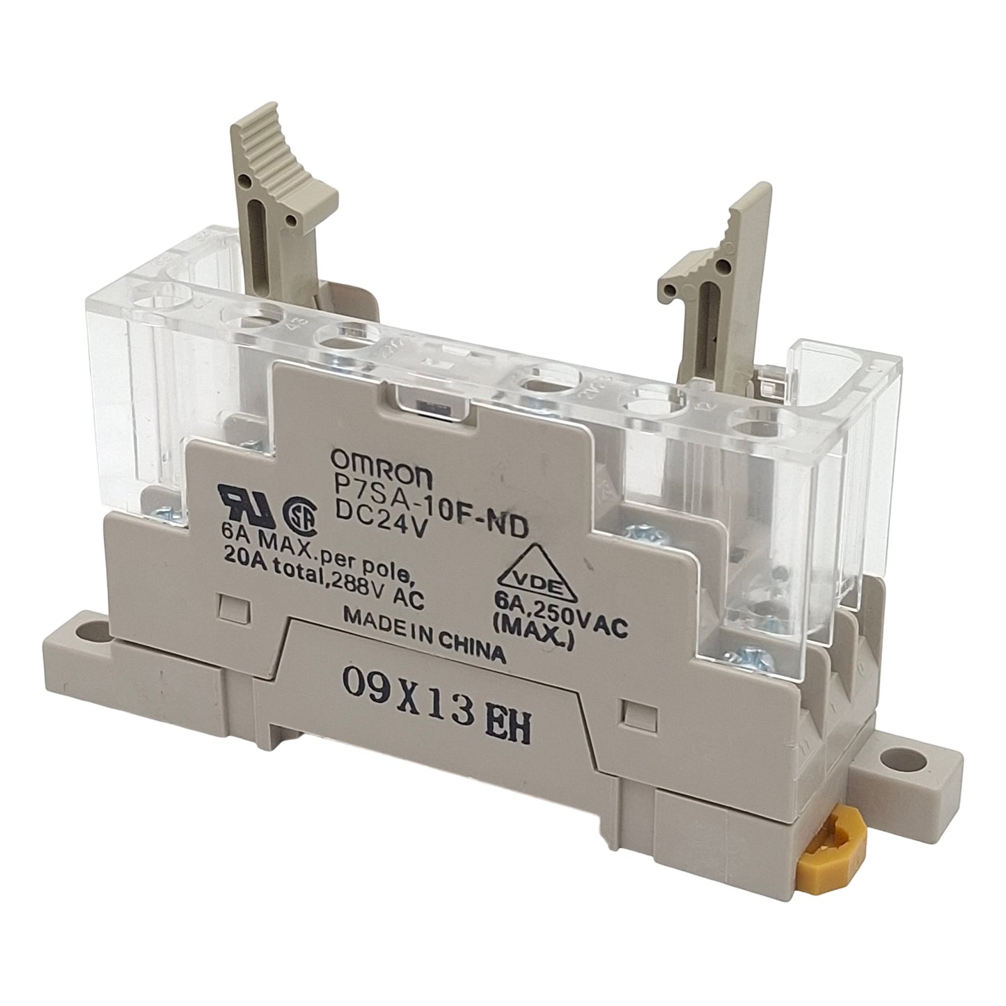 Used Omron P7SA-10F-ND Relay Socket, 10-Positions, 6A Per Pole, 250VAC, DIN Rail
