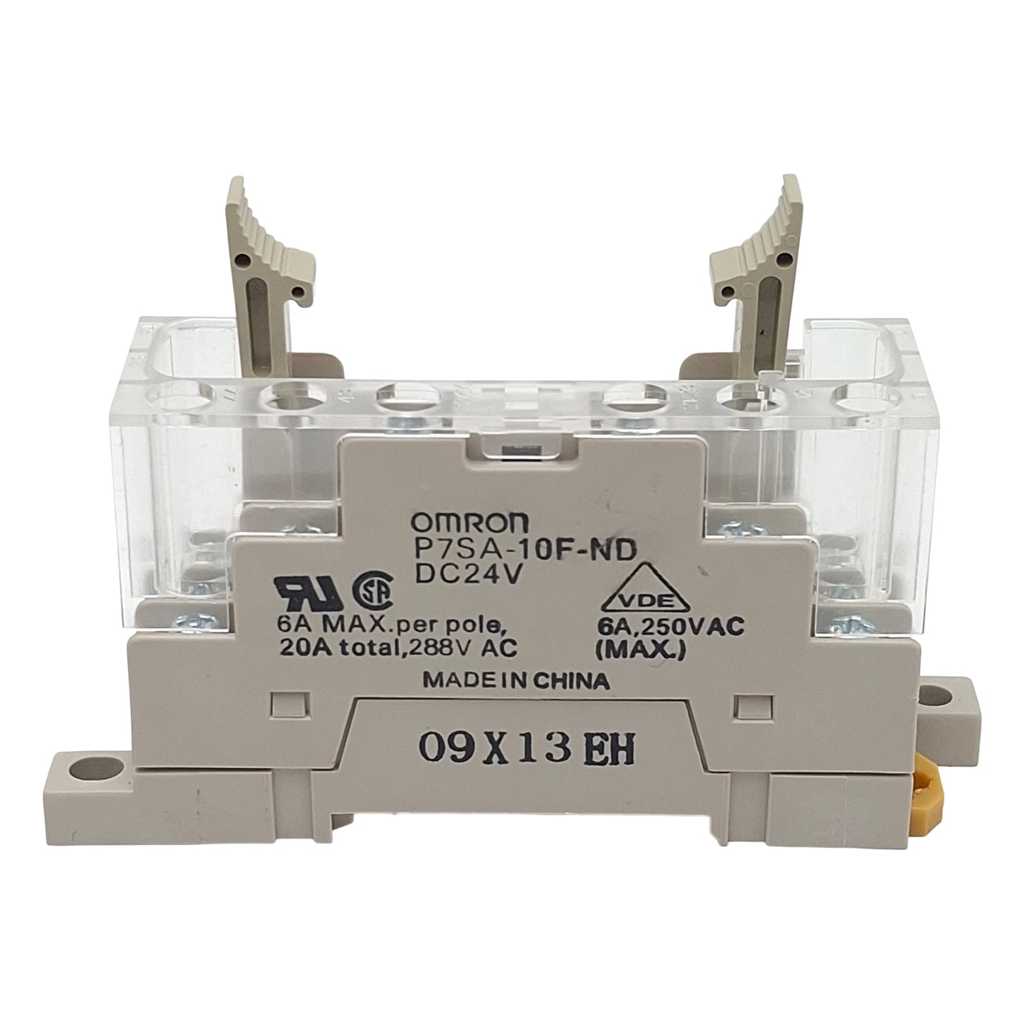 Used Omron P7SA-10F-ND Relay Socket, 10-Positions, 6A Per Pole, 250VAC, DIN Rail