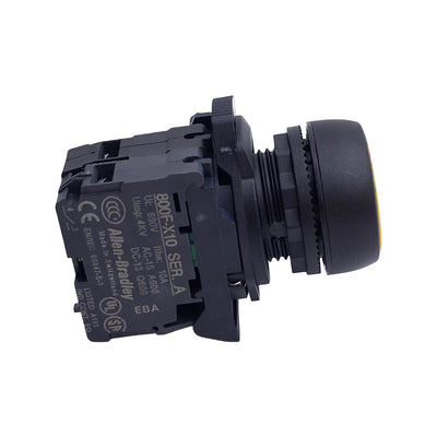 Used Allen Bradley 800FP-LF5 Pushbutton Switch, Momentary, Yellow, 1NO, Illuminated