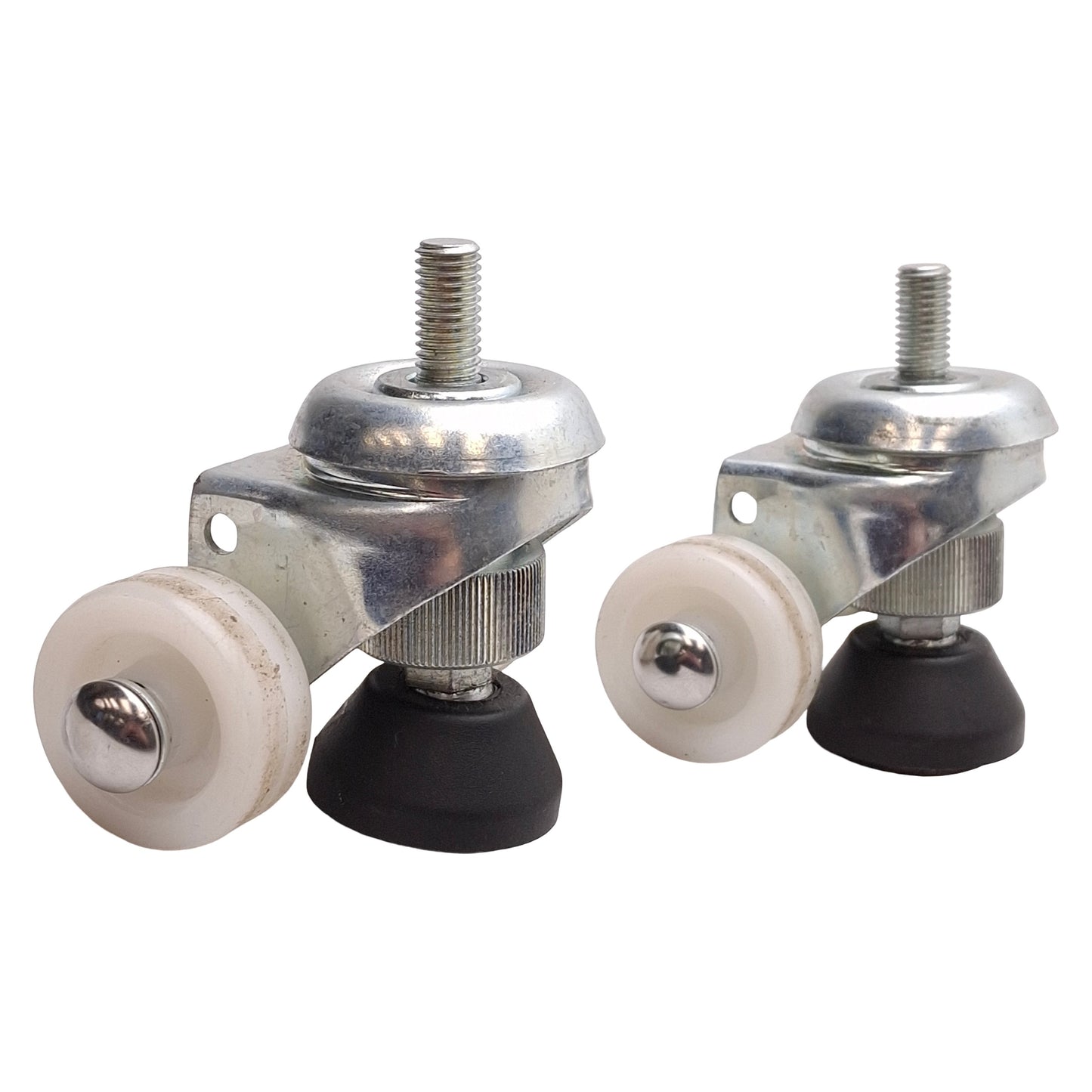 Used Lot of 2 Sigerist Stem Mount Swivel Leveling Caster, ø40mm Wheel, M10x1.5 Thread