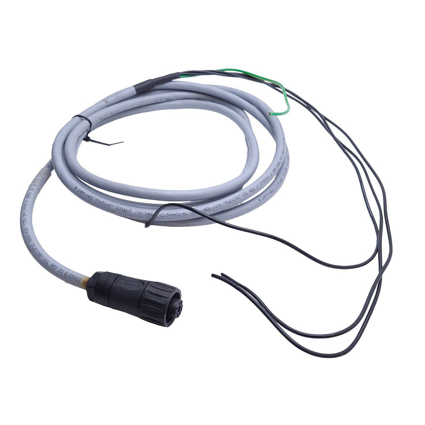 Used Lappkabel 201849-005 Motor Power Cable, 4-Pin Female to Flying Leads, 3.5 Meters