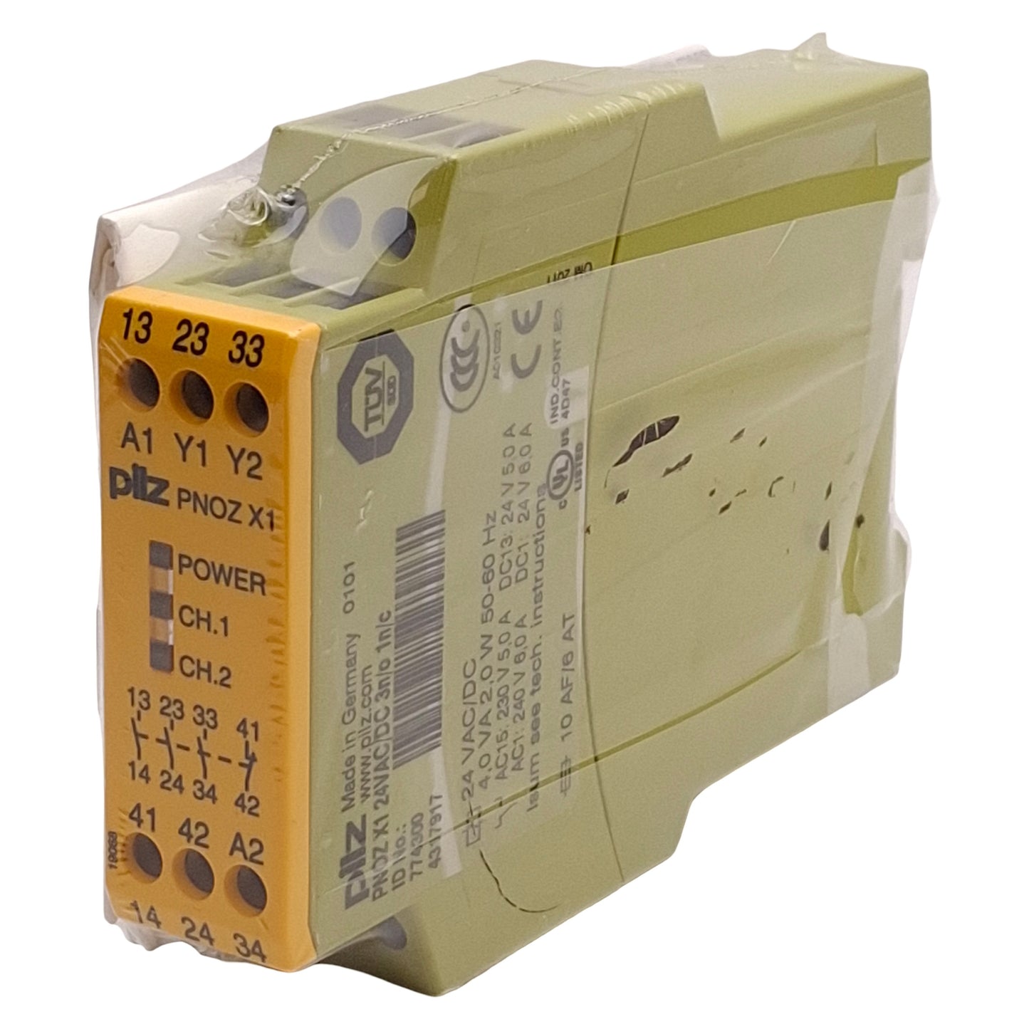 New – Open box Pilz 774300 PNOZ X1 Safety Relay, 1-Channel, 3NO+1NC, 24VAC/DC, 22.5mm, DIN Rail
