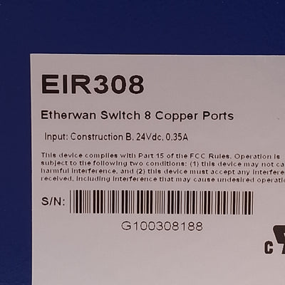 Used B&B EIR308 E-Linx Industrial Ethernet Switch, 8 Copper Ports, 24VDC, DIN Rail