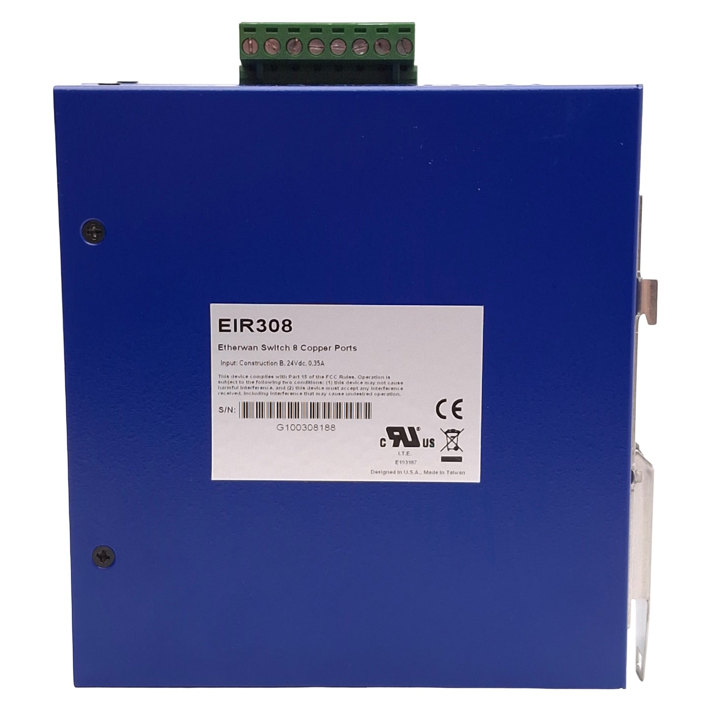 Used B&B EIR308 E-Linx Industrial Ethernet Switch, 8 Copper Ports, 24VDC, DIN Rail