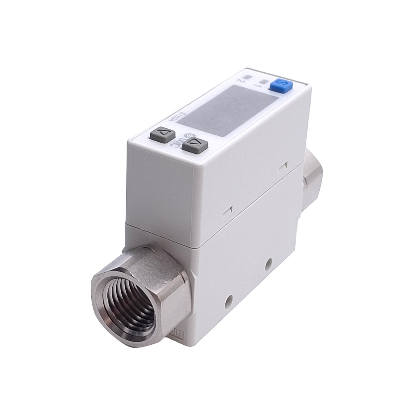 New – Open box SMC PFM711-N02-F-M Digital Flow Switch, 2-100 L/Min, 1/4in NPT, 1PNP 4-20mA