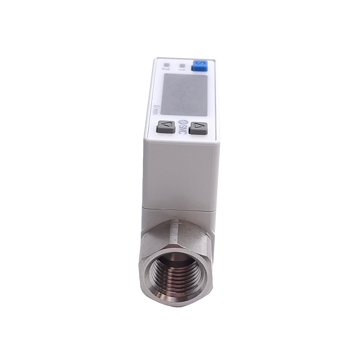 New – Open box SMC PFM711-N02-F-M Digital Flow Switch, 2-100 L/Min, 1/4in NPT, 1PNP 4-20mA