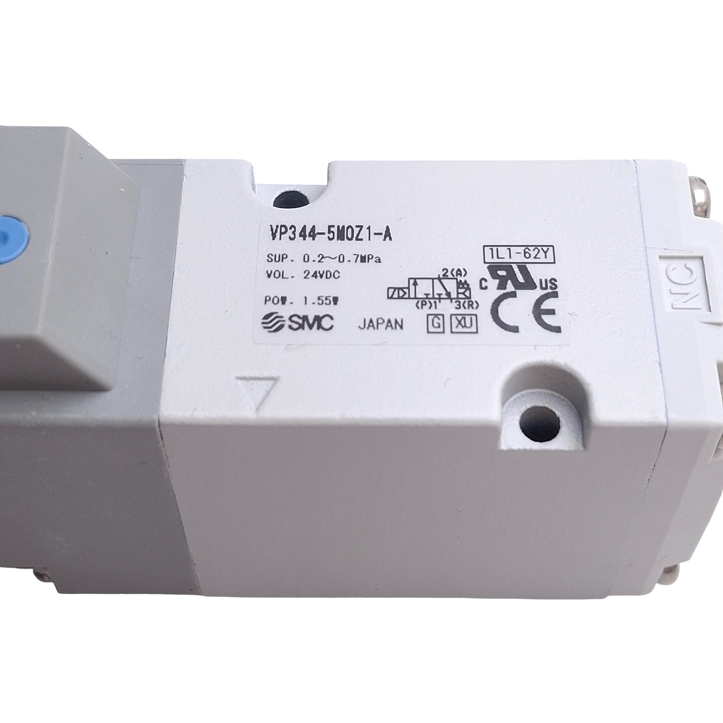 New – Open box SMC VP344-5MOZ-A Base Mount Solenoid Valve, 0.2 to 0.7MPa, 3-Port NC, 24VDC Coil