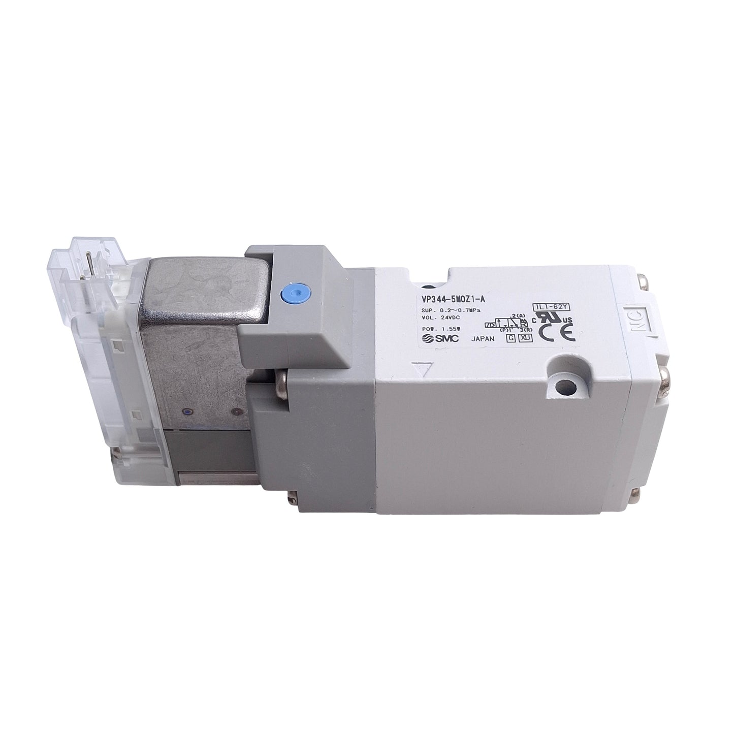 New – Open box SMC VP344-5MOZ-A Base Mount Solenoid Valve, 0.2 to 0.7MPa, 3-Port NC, 24VDC Coil
