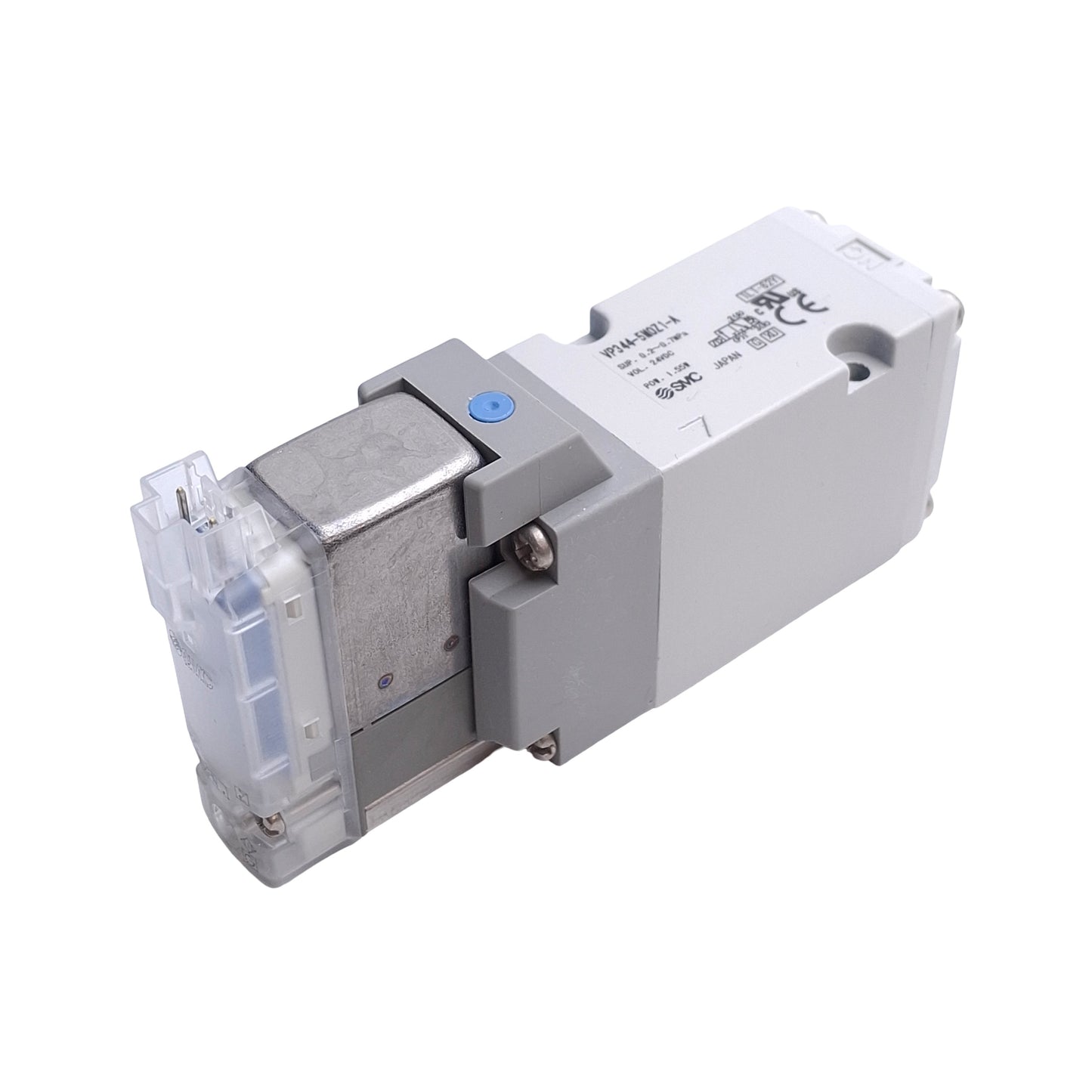 New – Open box SMC VP344-5MOZ-A Base Mount Solenoid Valve, 0.2 to 0.7MPa, 3-Port NC, 24VDC Coil