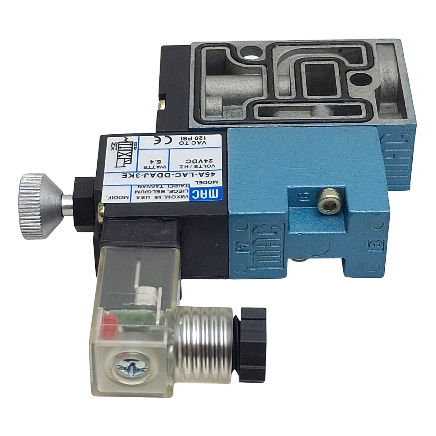 New MAC 45A-LAC-DDAJ-3KE Solenoid Valve, 4/2-Way, 1/8in NPT, Vac-120psi, 24VDC Coil