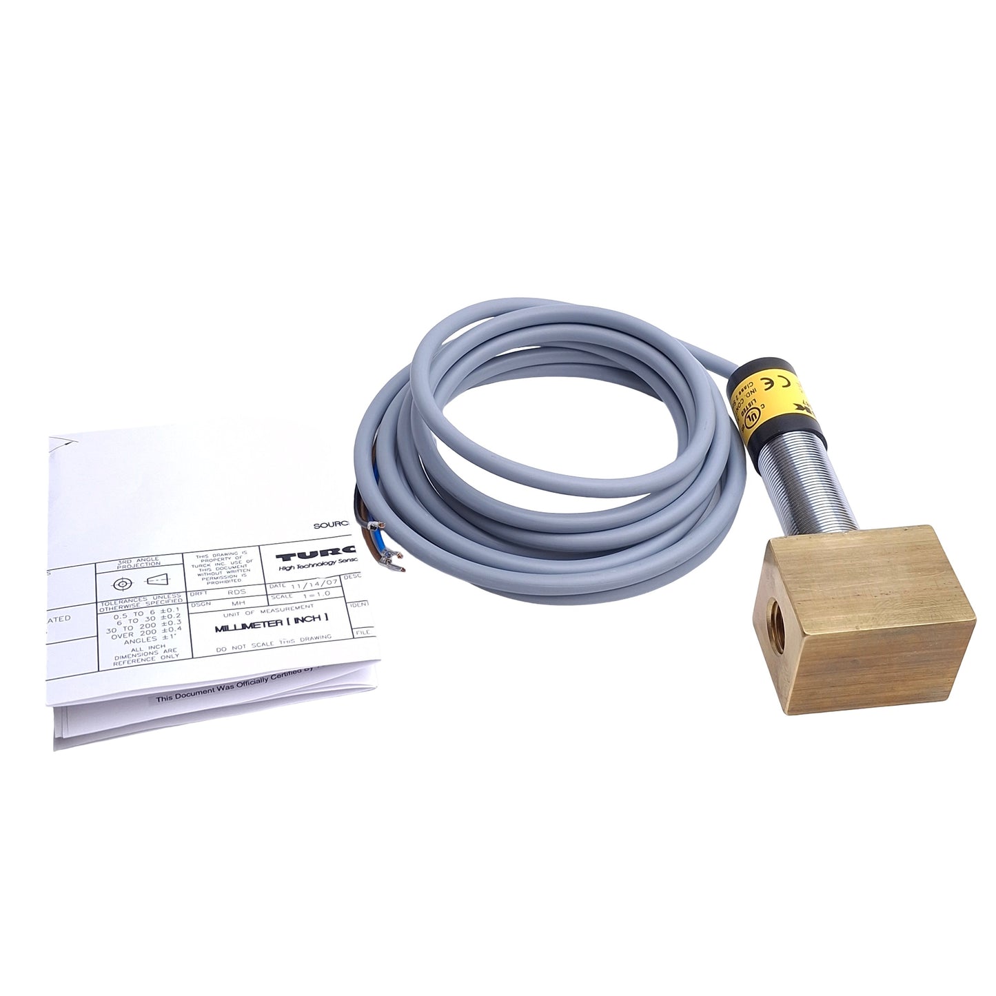 New – Open box Turck FCS-M18-LIX/D087 Flow Rate Sensor, 0.5 to 15m/s Air, 24VDC, 4-20mA Output
