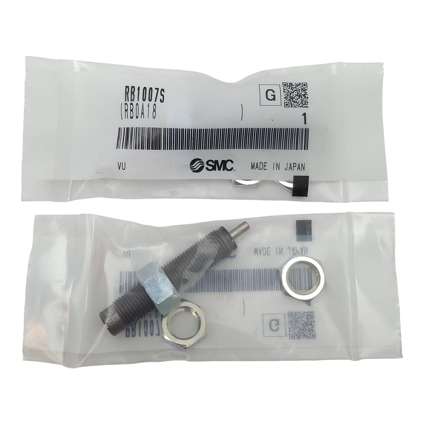New Lot of 2 SMC RB1007S Shock Absorber, 7mm Stroke, M10 x 1.0 Thread, 5.0m/s, 422N