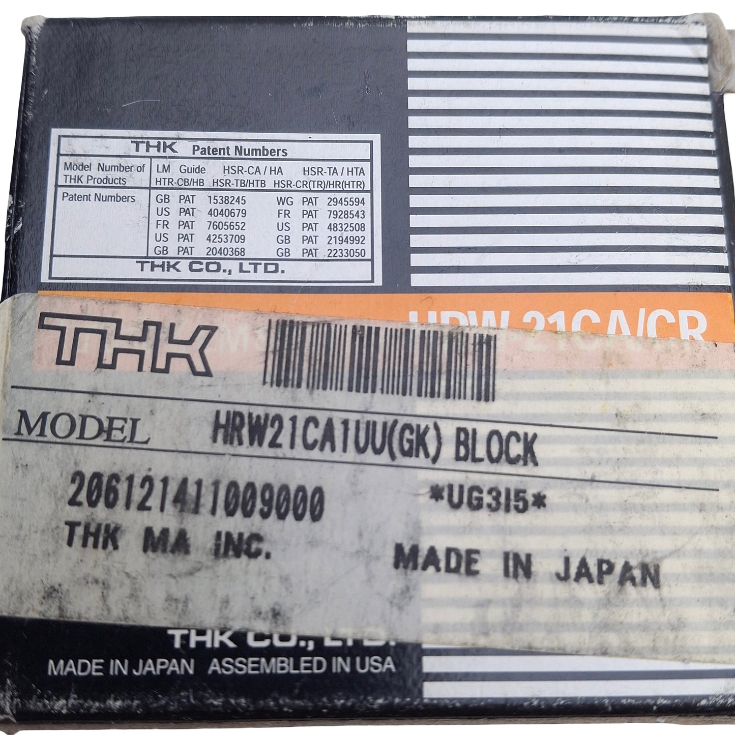 New THK HRW21CA1UU Linear Guide Block 68x54.5x21mm, 12.9kN Static/8.02kN Dynamic