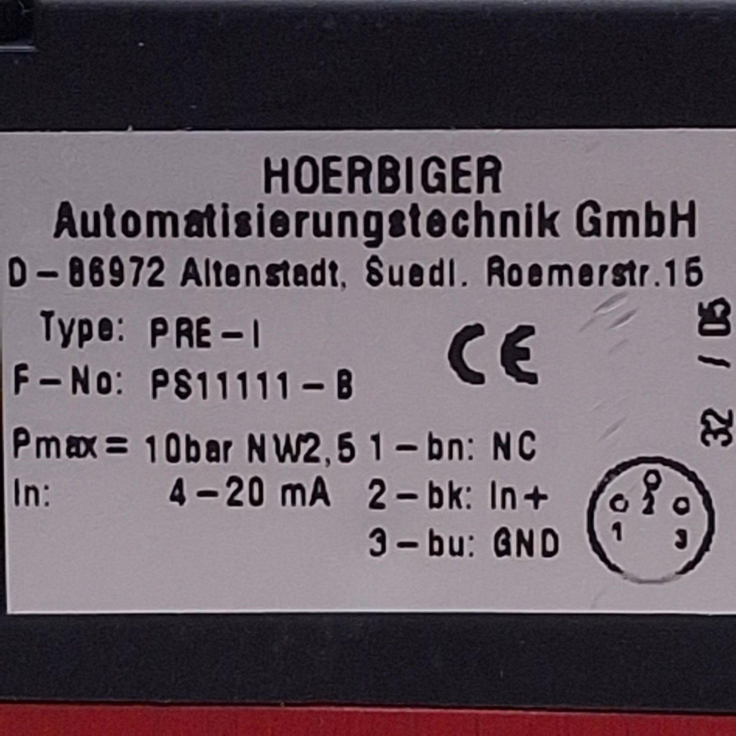 New – Open box Hoerbiger PRE-I PS11111-B Proportional Pressure Regulator 0-8bar, 4-20mA Signal