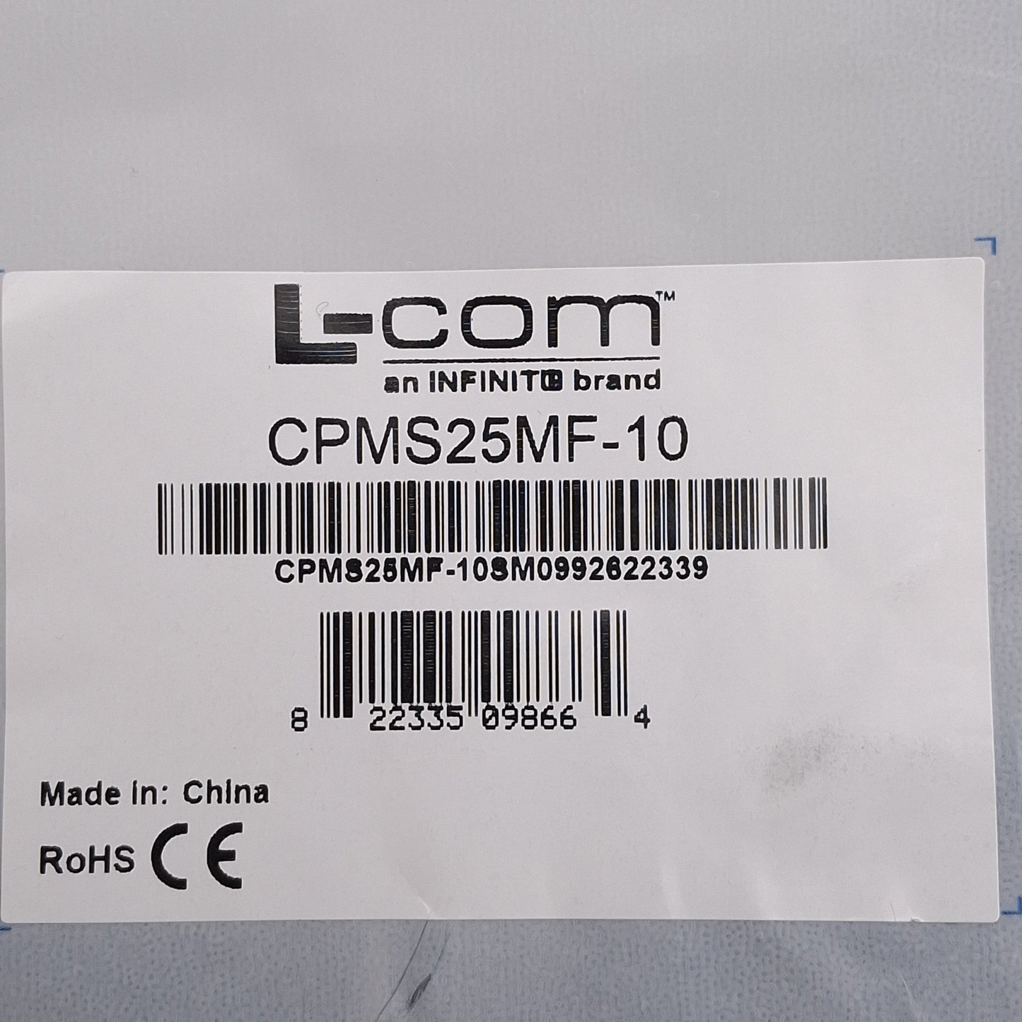 New L-COM CPMS25MF-10 Heavy Duty D-Sub Cable, Dark Gray, DB25 Male to Female, 10ft