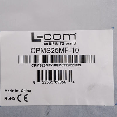 New L-COM CPMS25MF-10 Heavy Duty D-Sub Cable, Dark Gray, DB25 Male to Female, 10ft
