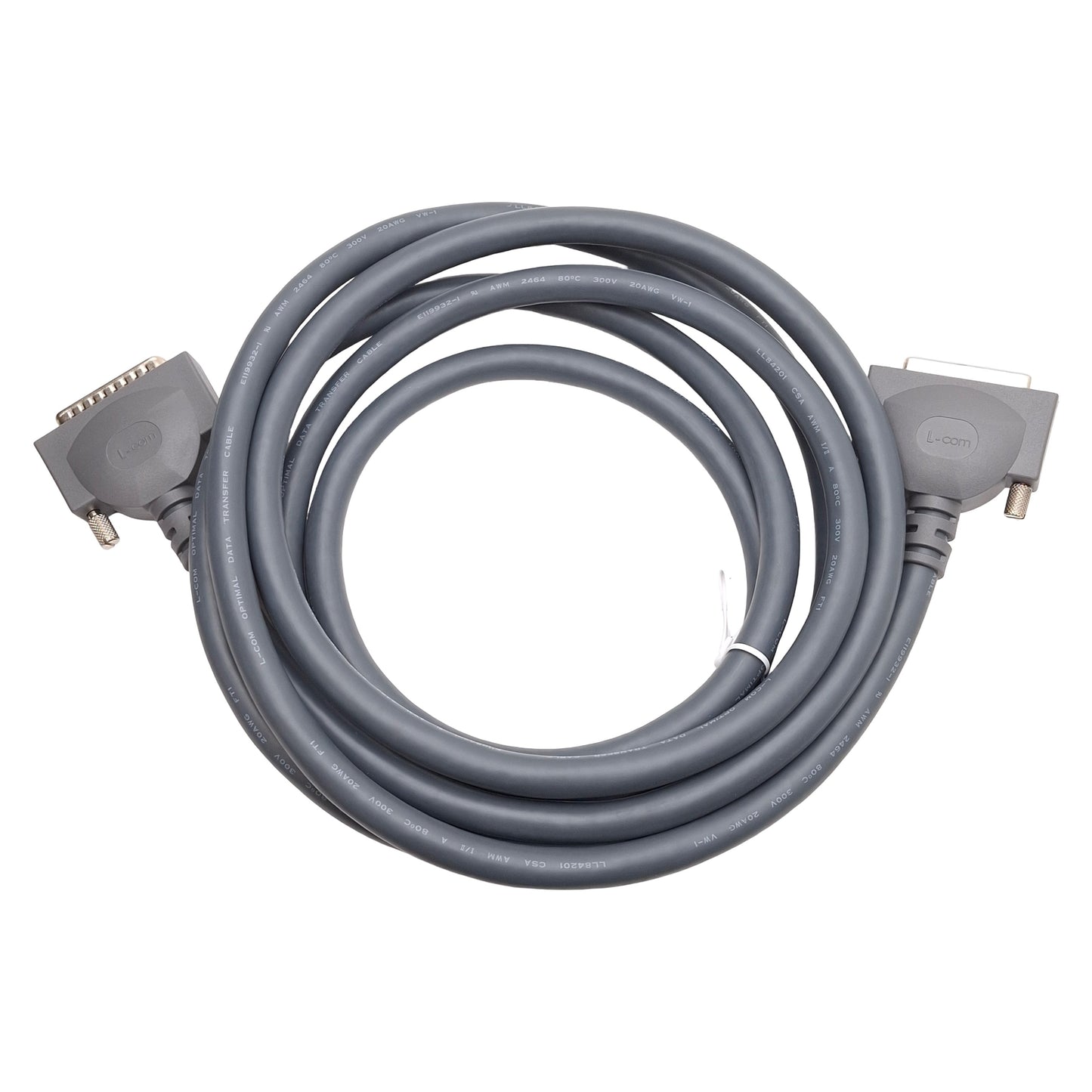 New L-COM CPMS25MF-10 Heavy Duty D-Sub Cable, Dark Gray, DB25 Male to Female, 10ft