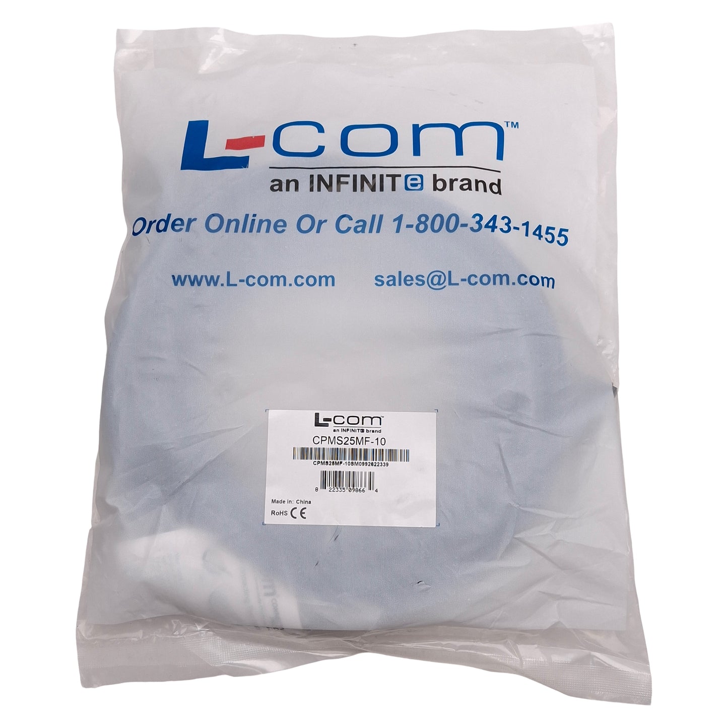 New L-COM CPMS25MF-10 Heavy Duty D-Sub Cable, Dark Gray, DB25 Male to Female, 10ft