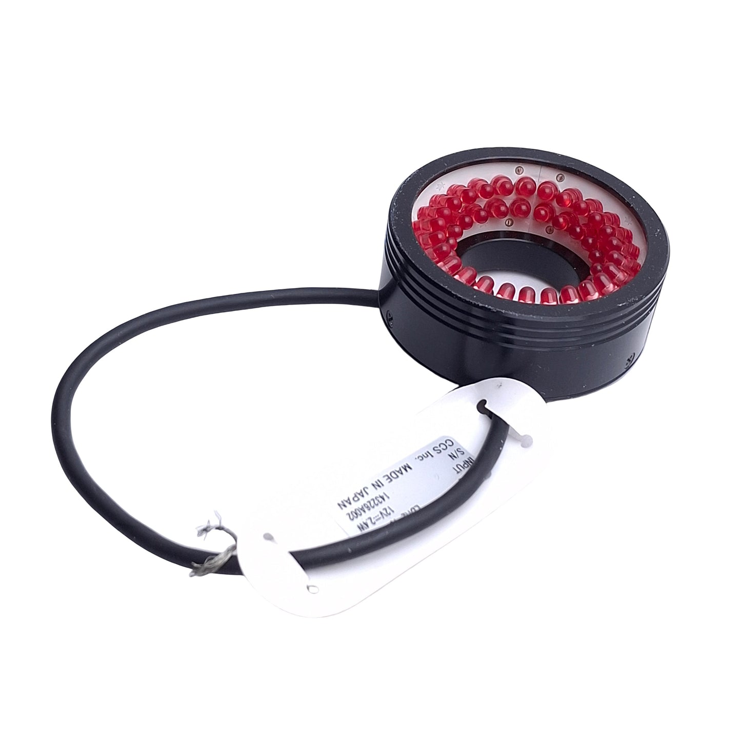 Used CCS LDR2-48RD-LA Low Angle Ring Light, 12VDC, 22mm ID, 630nm Red *Cut Connector*