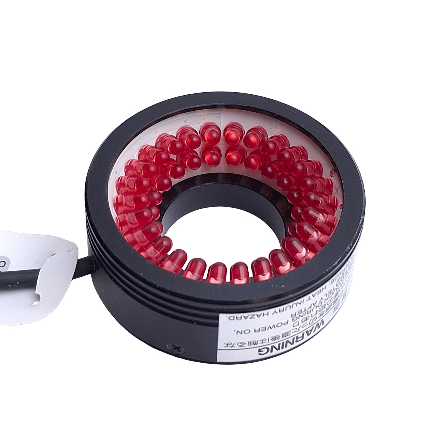 Used CCS LDR2-48RD-LA Low Angle Ring Light, 12VDC, 22mm ID, 630nm Red *Cut Connector*
