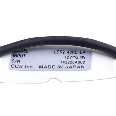 Used CCS LDR2-48RD-LA Low Angle Ring Light, 12VDC, 22mm ID, 630nm Red *Cut Connector*