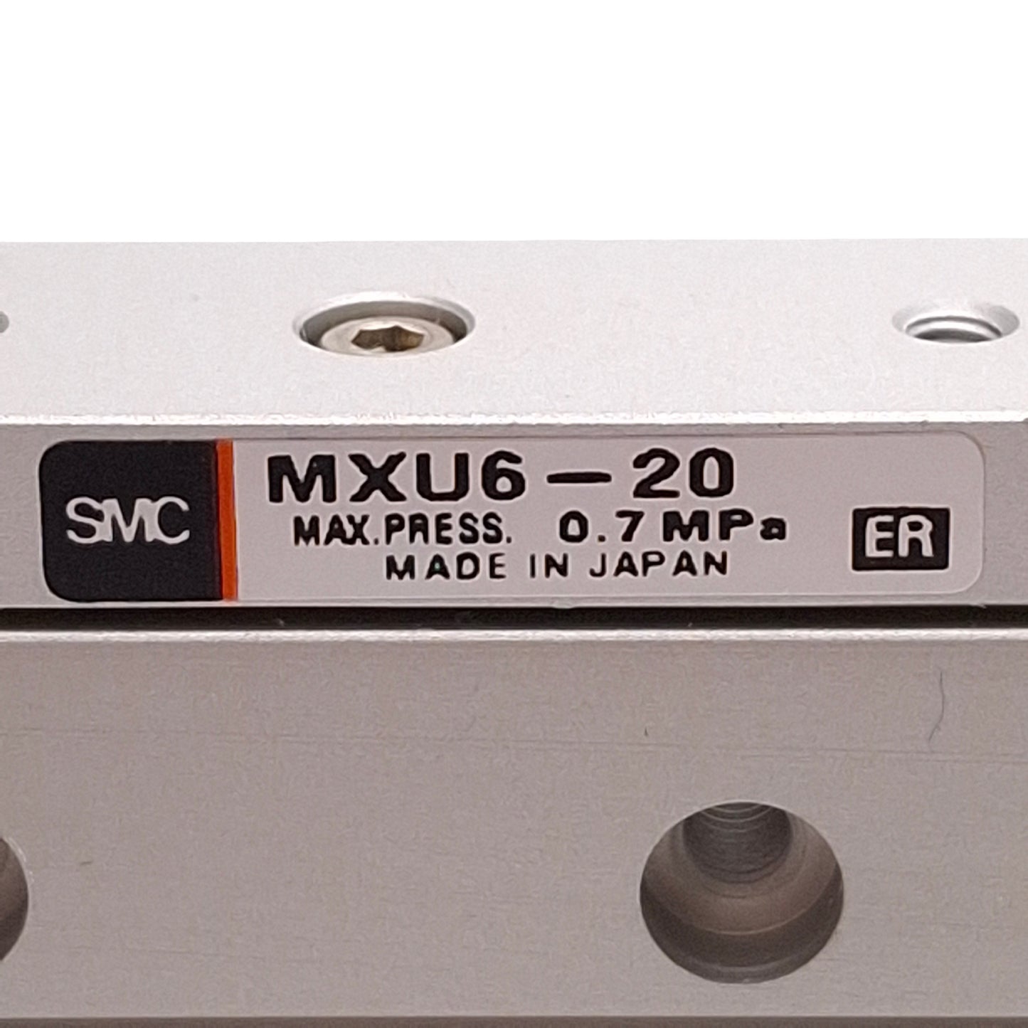 Used SMC MXU6-20 Compact Pneumatic Slide Table ø6mm Bore, 20mm Stroke, 0.7MPa, M5x0.8