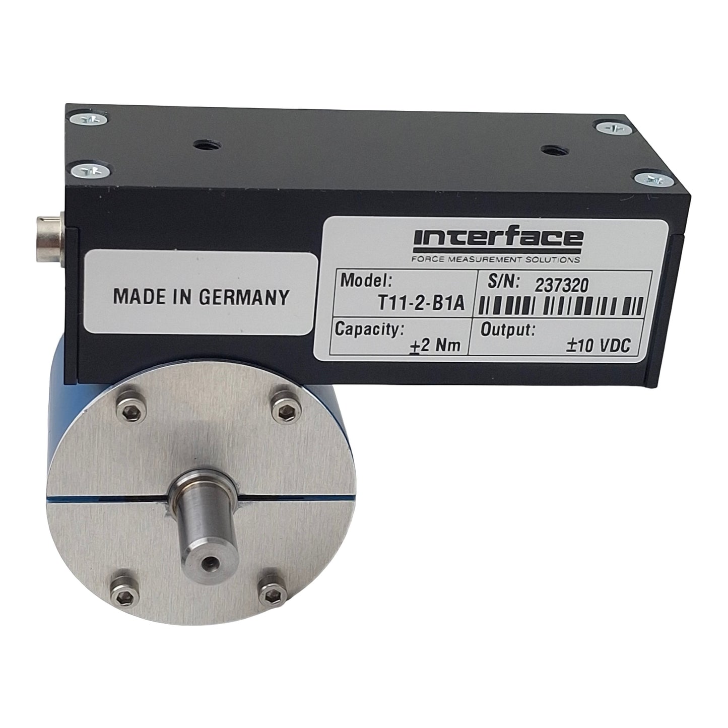 Used Interface T11-2-B1A Rotary Torque Transducer ø8mm Shaft, 2Nm, 28VDC In 10VDC Out