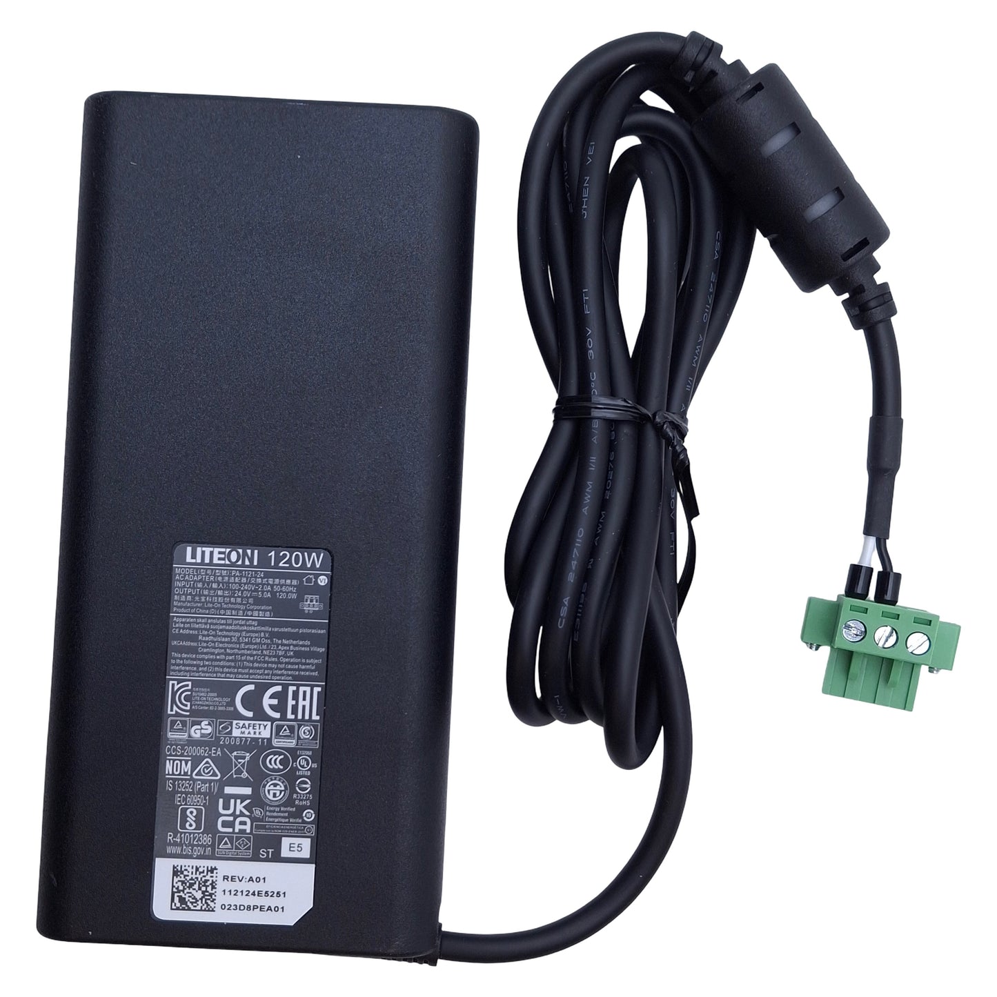 Used LITEON PA-1121-24 AC Adapter 120W, 120VAC 2A In, 23VDC 5.A Out, 3-Pin Female