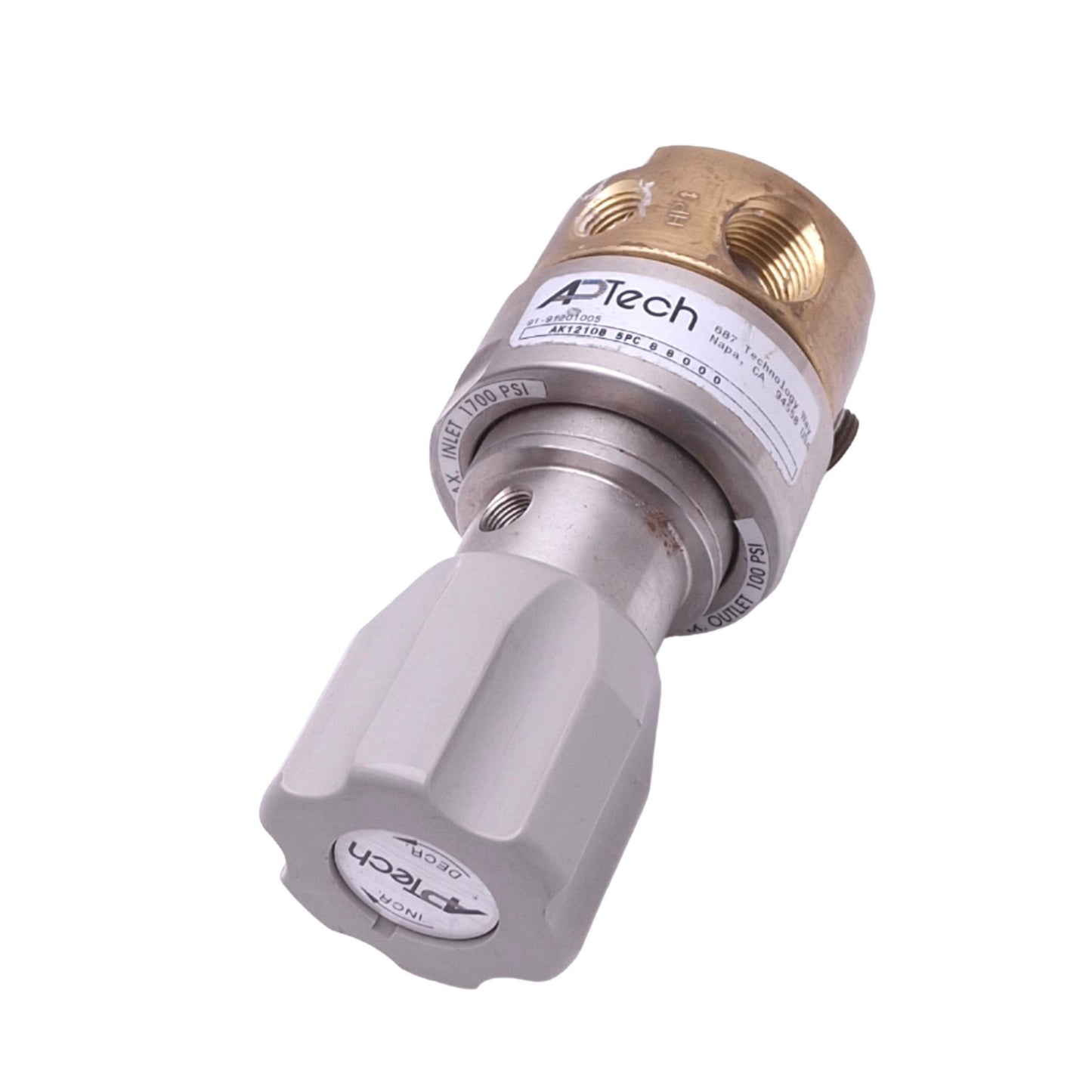 Used APTech AK1210B5PC88000 Pressure Regulator, 100psi Set, 1700psi Max, 1/2in NPT