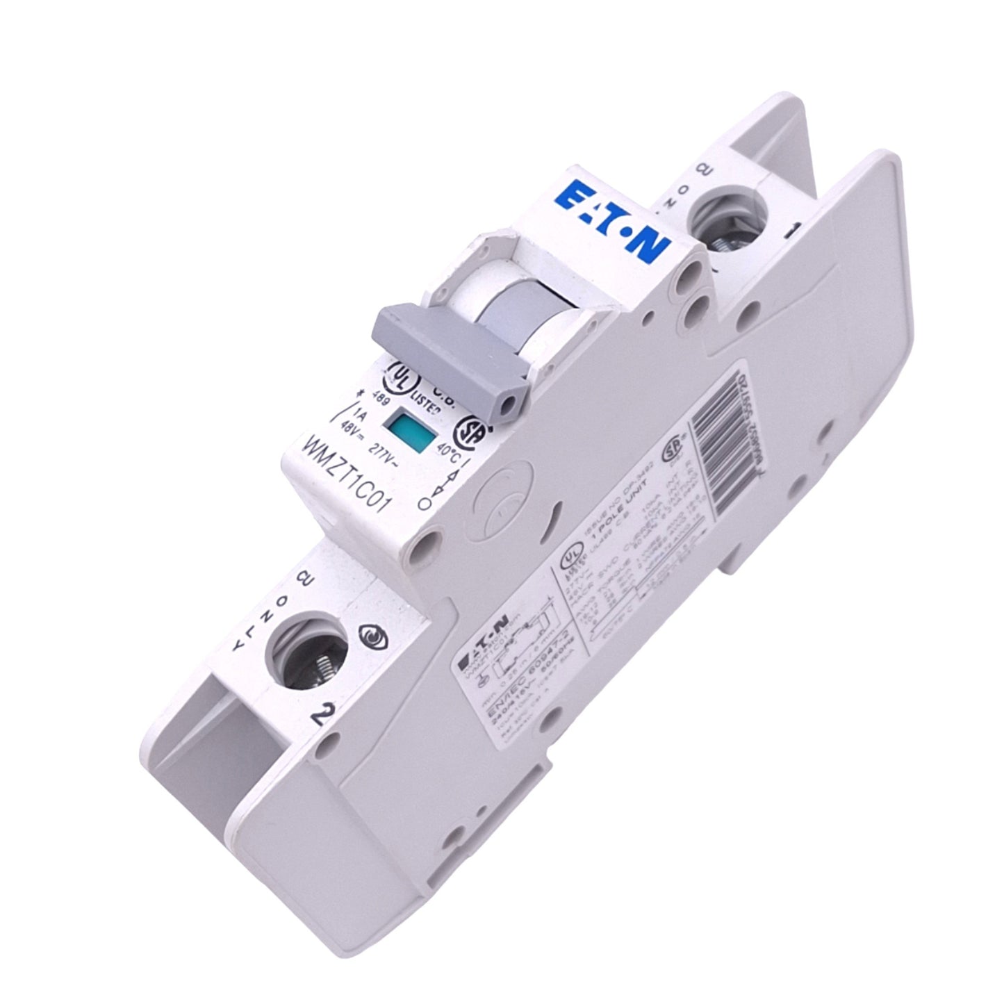 Used Eaton WMZT1C01 Circuit Breaker, 1-Pole, 1A, 48VDC 277VAC Max, DIN Rail