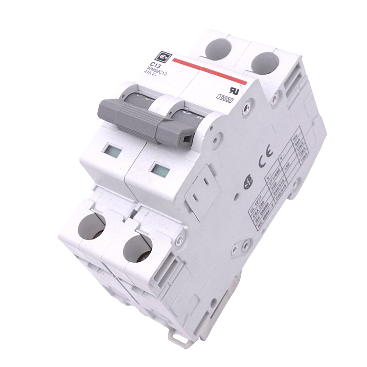 Used Cutler Hammer WMS2C13 Circuit Breaker, 2-Pole 13A, 415VAC Max, DIN Rail