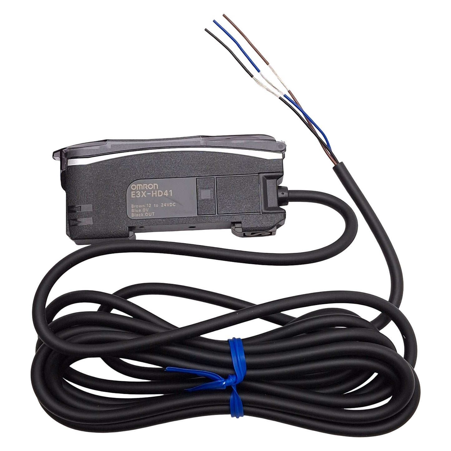 New Omron E3X-HD41 2M Fiber Optic Sensor Amplifier, PNP, Red 625nm, 12-24VDC, 2m