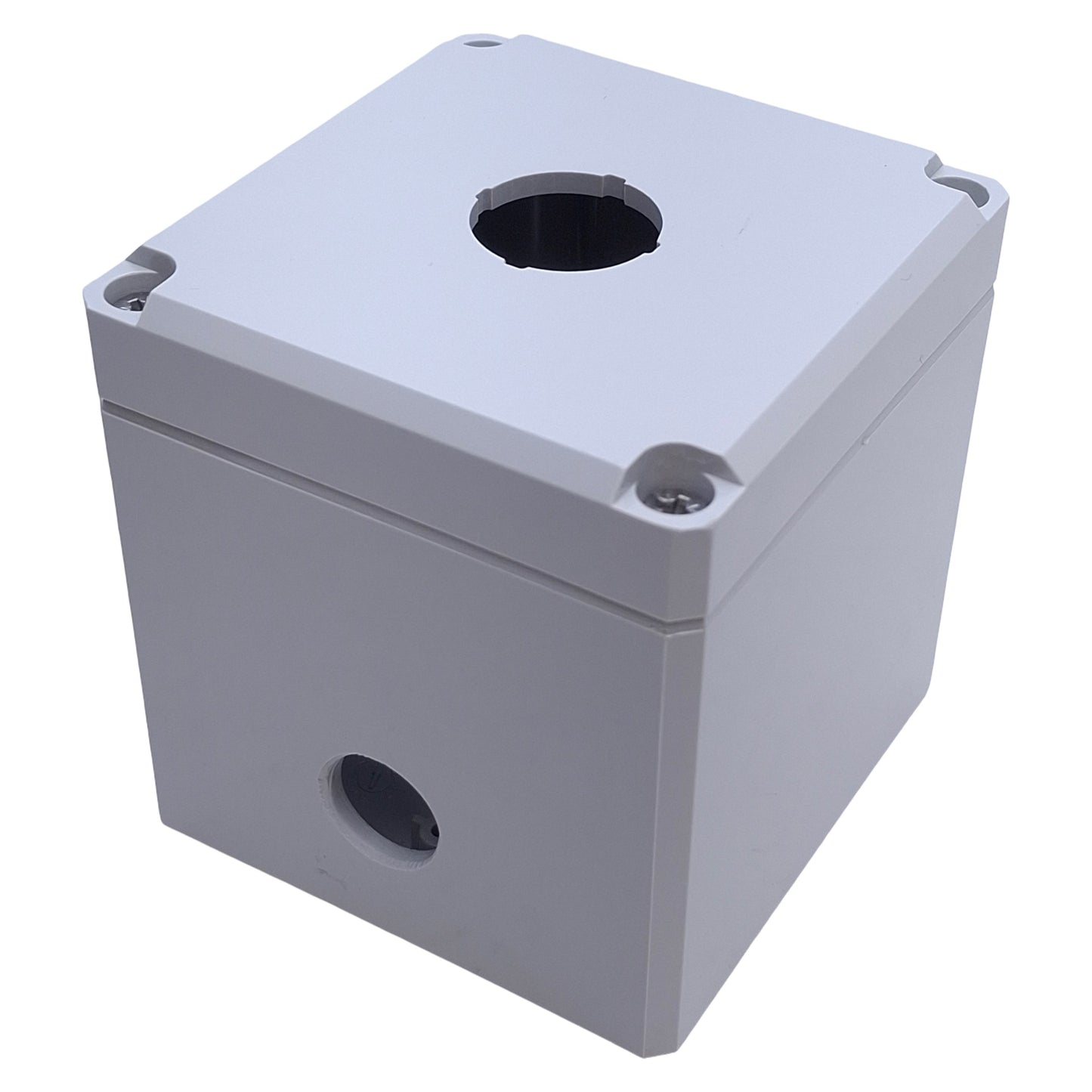 Used Hoffman Q1PBPCD Push Button Enclosure 75x73xmm Inner, 82x80mm Outer, ø22mm Hole