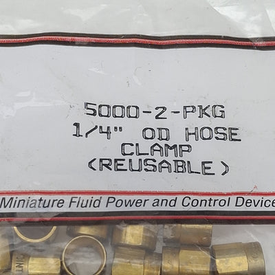 New Lot of 10 Clippard 5000-2-PKG Reusable Hose Clamp, ø1/4in OD, Brass