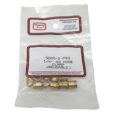 New Lot of 10 Clippard 5000-2-PKG Reusable Hose Clamp, ø1/4in OD, Brass